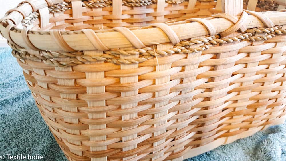basic lashing stitch on a market basket rim