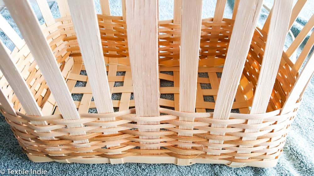 outside view of a market basket as it's being woven 