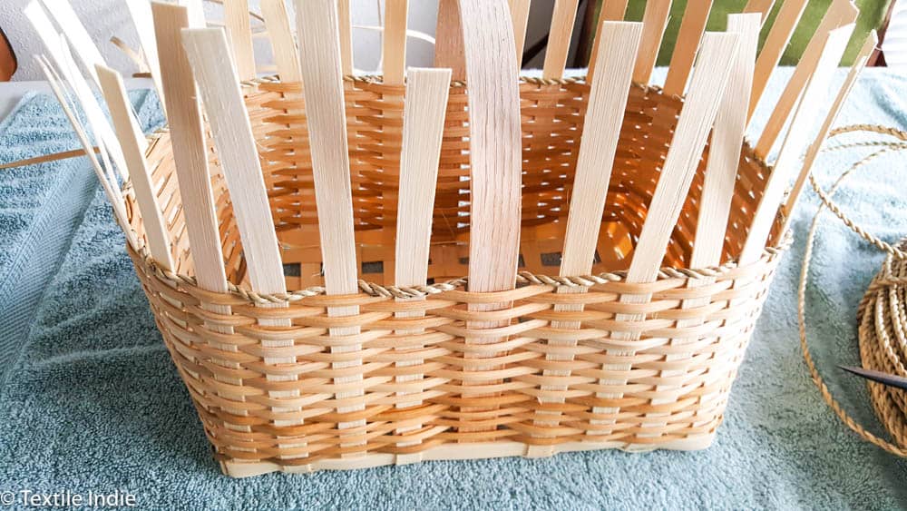 first row of seagrass as a detail in a basket 
