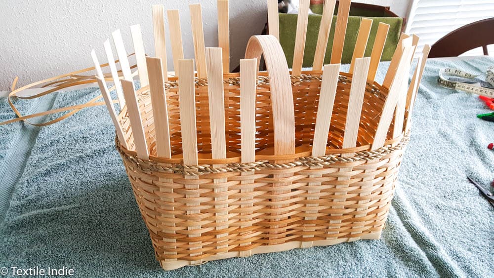 starting the cut and tuck process weaving a basket