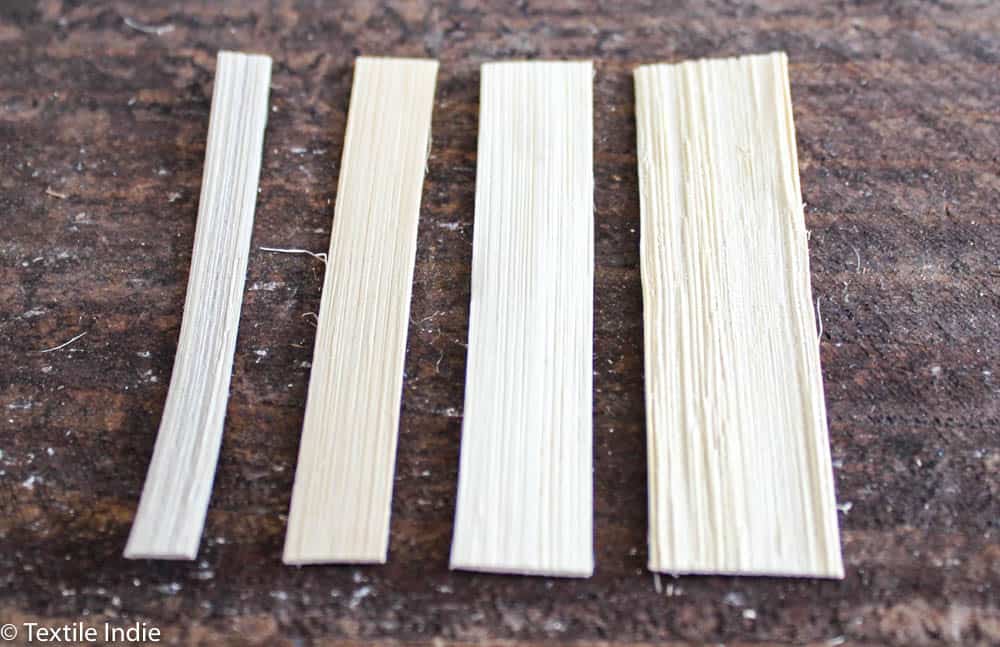 Profile view of flat reed for basket weaving
