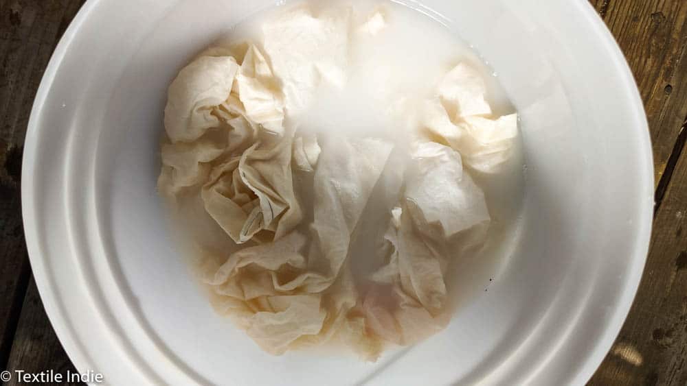 Mordanting cotton fabric in soy milk.