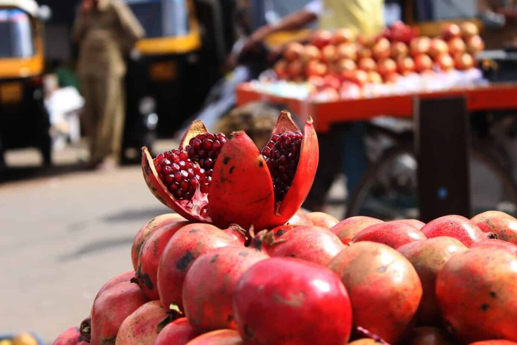 Pomegranate food cart. 
