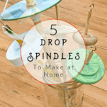 Vase of 5 different homemade drop spindles.