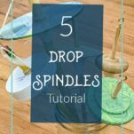 Vase of 5 different homemade drop spindles.