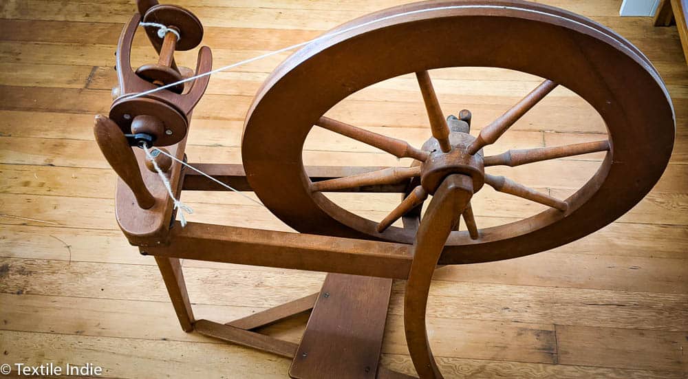 An Ashford Traditional Spinning wheel, view from the top down