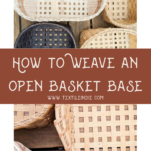 Close-up photo showcasing the intricate open base of a handwoven basket, revealing the beautiful interlaced pattern of natural reeds. The base serves as a sturdy foundation for the basket's structure.