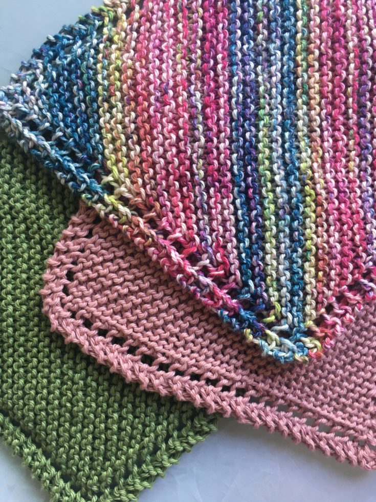 knit dishcloths in a variety of bright colors