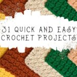 Brightly colored hot pads are layered across each other - green, red, tan, and gold.