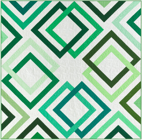 Robert Kaufman Interlock pattern quilt in various shades of green