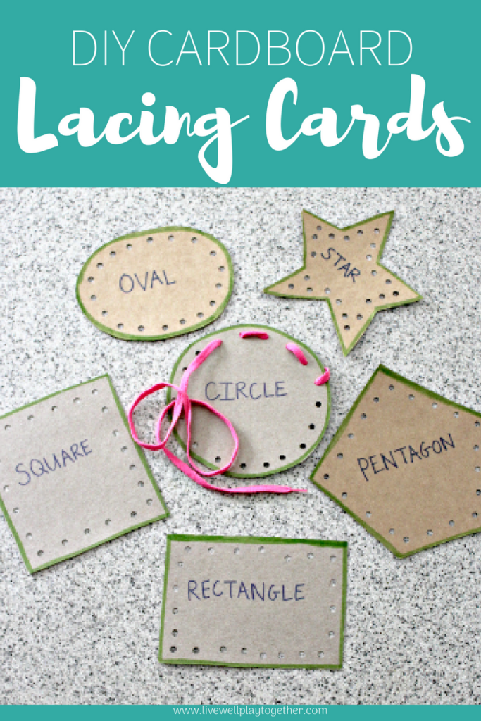 Cardboard lacing cards and yarn for children 