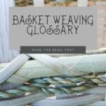 A close up images of a woven market basket.