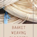 Bundles of round reed for basket weaving.